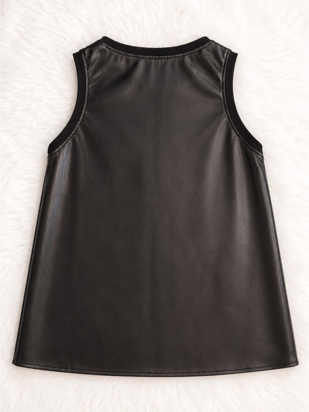 NWT Love Soft Faux Leather Tank Top Black Sleeveless Vegan Leather Chic Edgy - Picture 2 of 3